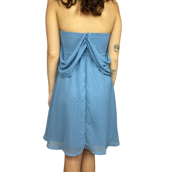 Lulu's Light Blue chiffon Off the Shoulder Knee Length Dress Medium - Picture 3 of 10